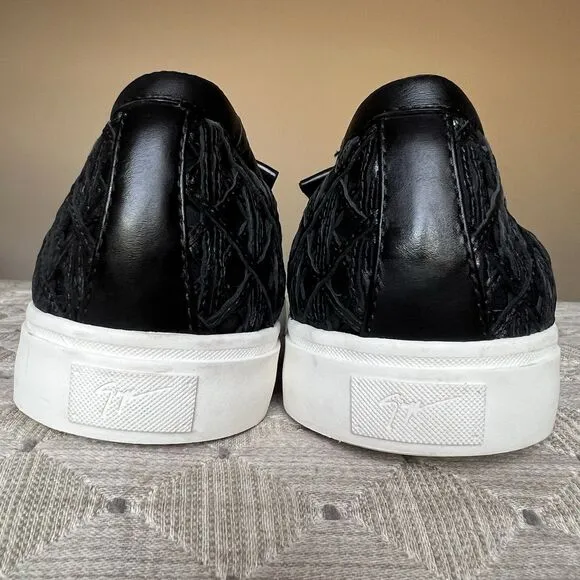 La Perla by Giuseppe Zanotti Black Woven Leather Sneaker Loafer EU 43 US 12.5