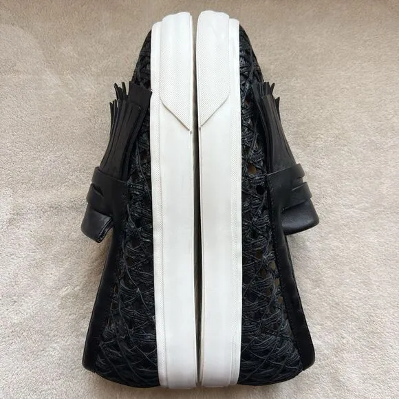 La Perla by Giuseppe Zanotti Black Woven Leather Sneaker Loafer EU 43 US 12.5