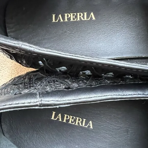 La Perla by Giuseppe Zanotti Black Woven Leather Sneaker Loafer EU 43 US 12.5