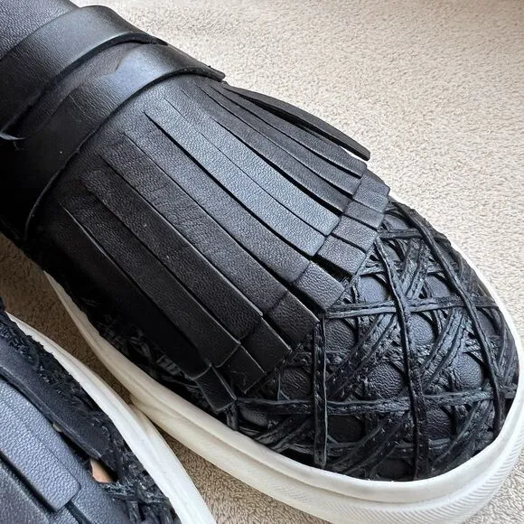La Perla by Giuseppe Zanotti Black Woven Leather Sneaker Loafer EU 43 US 12.5