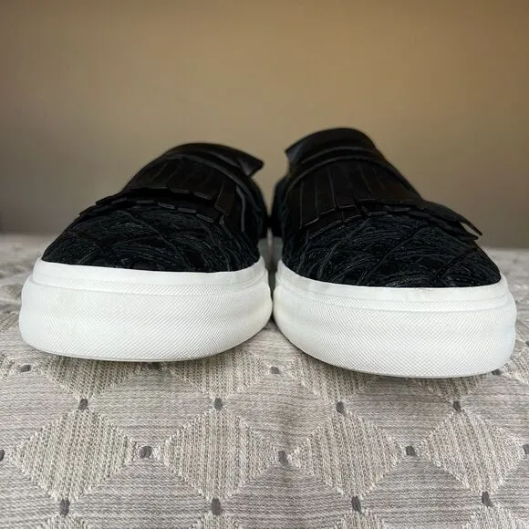 La Perla by Giuseppe Zanotti Black Woven Leather Sneaker Loafer EU 43 US 12.5