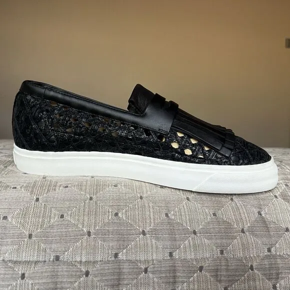 La Perla by Giuseppe Zanotti Black Woven Leather Sneaker Loafer EU 43 US 12.5
