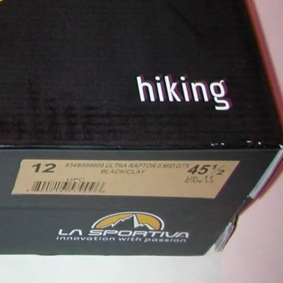 La Sportiva Ultra Raptor II Mid GTX Hiking Boots Mens Size 12 - Black/Clay