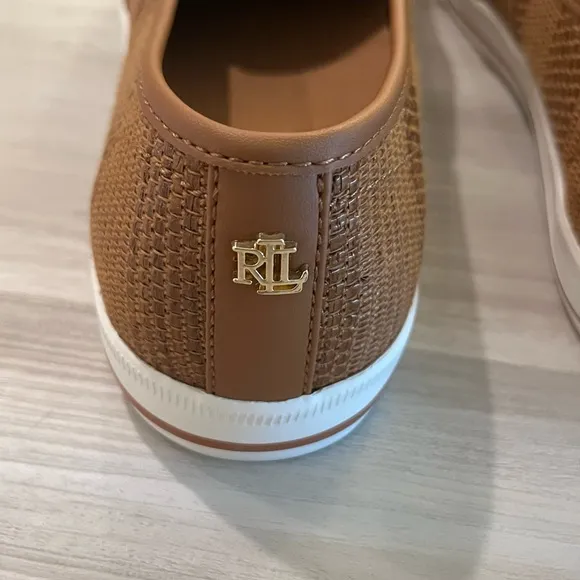 Lauren Ralph Lauren Jinny Woven Slip On Sneaker Walking Shoes Brown Size 7.5