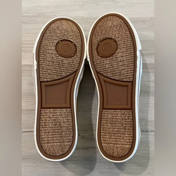 Lauren Ralph Lauren Jinny Woven Slip On Sneaker Walking Shoes Brown Size 7.5