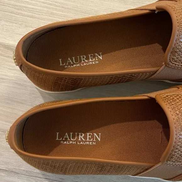 Lauren Ralph Lauren Jinny Woven Slip On Sneaker Walking Shoes Brown Size 7.5