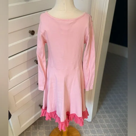 Lemon Loves Lime Girls Pink Dress with Embroidered Designs Size 7