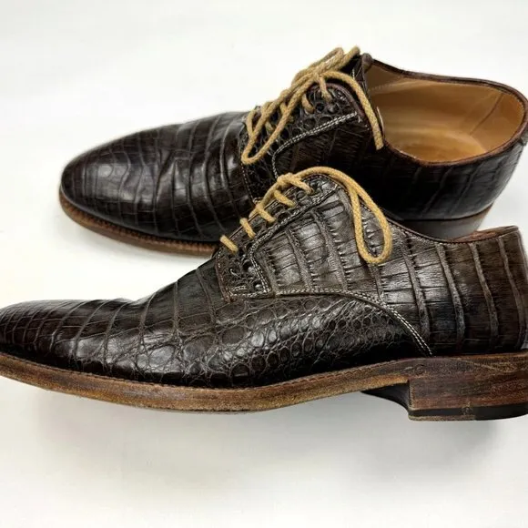 L.F. Lidfort Italy Fatte a Mano Derby Dress Shoes Mens‎ 41 Alligator Crocodile