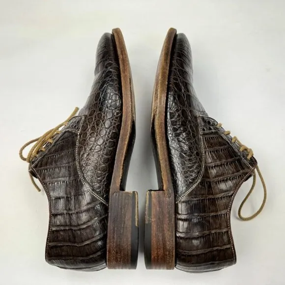 L.F. Lidfort Italy Fatte a Mano Derby Dress Shoes Mens‎ 41 Alligator Crocodile