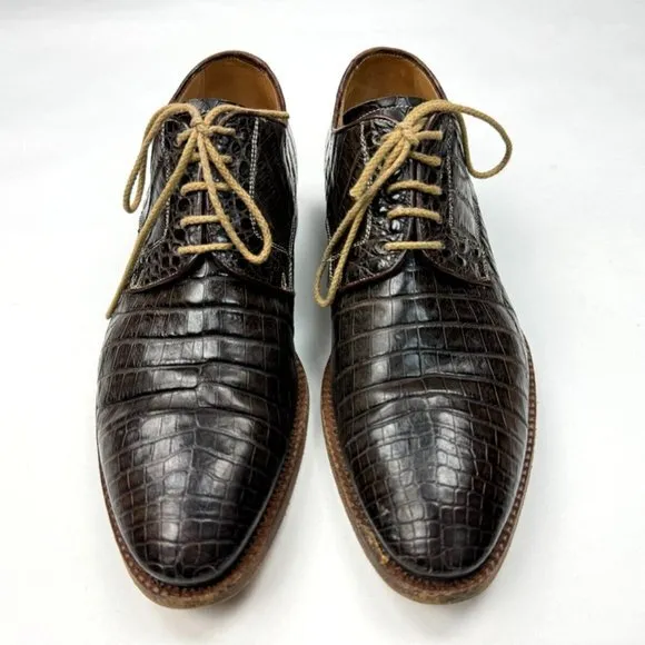 L.F. Lidfort Italy Fatte a Mano Derby Dress Shoes Mens‎ 41 Alligator Crocodile