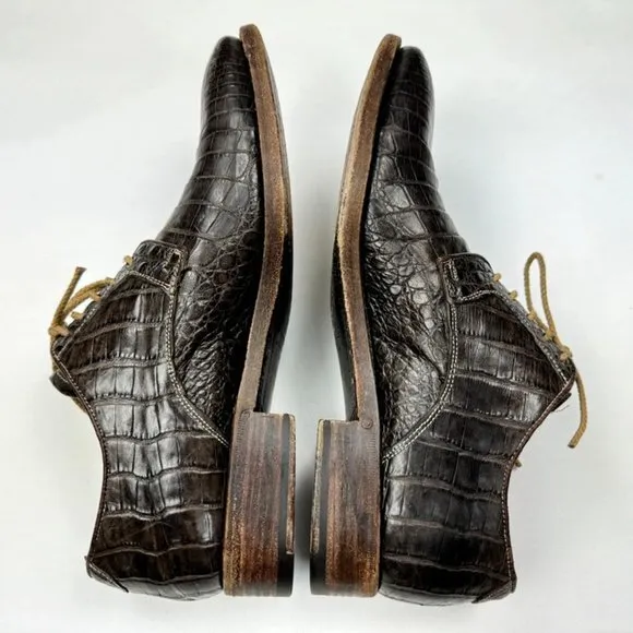 L.F. Lidfort Italy Fatte a Mano Derby Dress Shoes Mens‎ 41 Alligator Crocodile