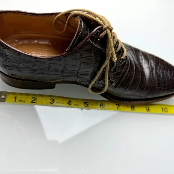 L.F. Lidfort Italy Fatte a Mano Derby Dress Shoes Mens‎ 41 Alligator Crocodile