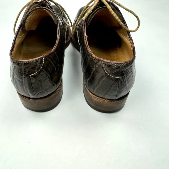 L.F. Lidfort Italy Fatte a Mano Derby Dress Shoes Mens‎ 41 Alligator Crocodile