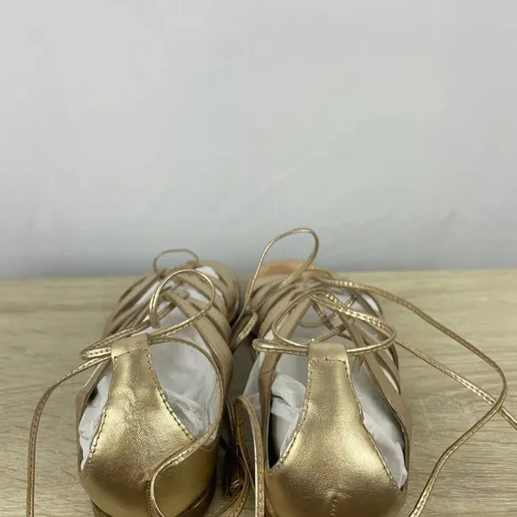 LILLY PULITZER Fit to be Tied Gladiator Sandals in Metallic Gold tassels 6.5 M
