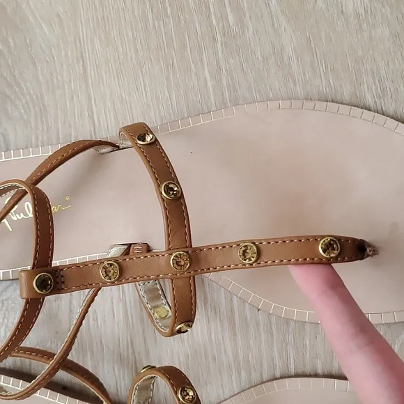 Lilly Pulitzer Neutral Rhinstone Ankle Strap Sandals Sz8.5