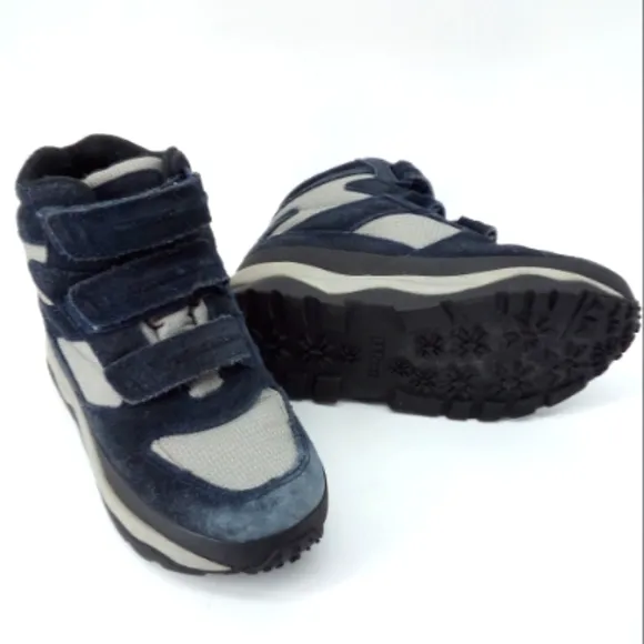L.L. Bean Snow Boots Suede Leather Navy Blue Gray 6 M Skiing Slopes Vacation