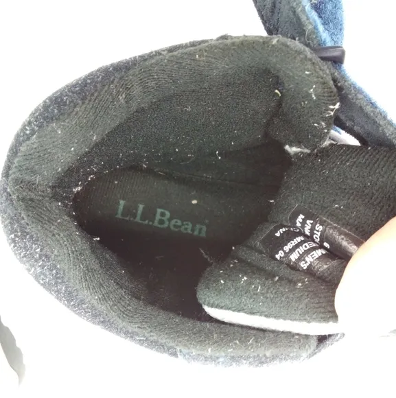 L.L. Bean Snow Boots Suede Leather Navy Blue Gray 6 M Skiing Slopes Vacation