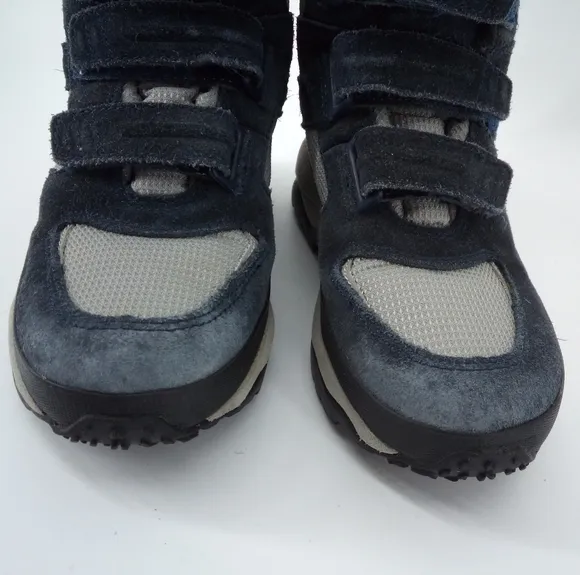 L.L. Bean Snow Boots Suede Leather Navy Blue Gray 6 M Skiing Slopes Vacation