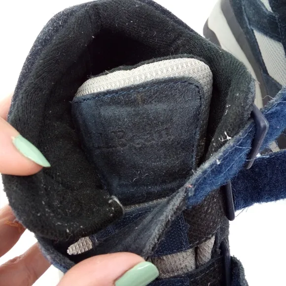 L.L. Bean Snow Boots Suede Leather Navy Blue Gray 6 M Skiing Slopes Vacation