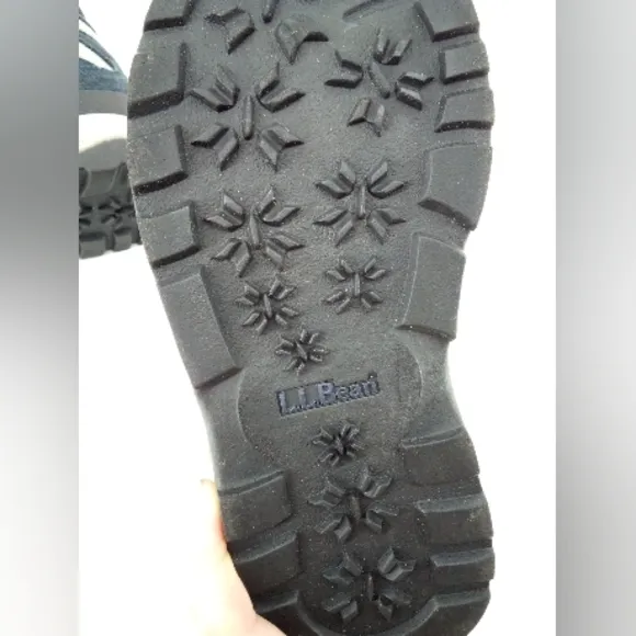 L.L. Bean Snow Boots Suede Leather Navy Blue Gray 6 M Skiing Slopes Vacation