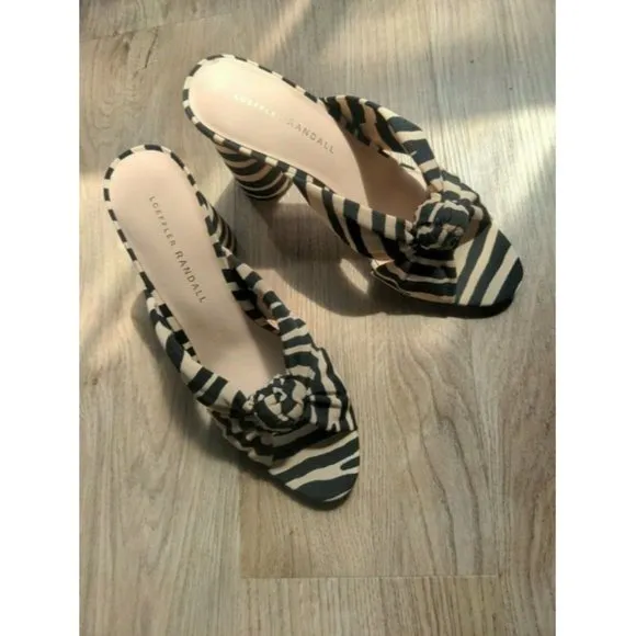 Loeffler Randall Black Coco Zebra Knot Sandals Regular M B