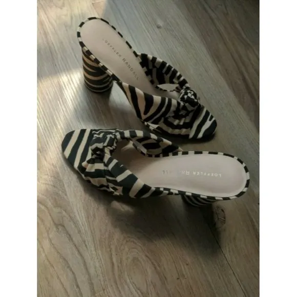Loeffler Randall Black Coco Zebra Knot Sandals Regular M B