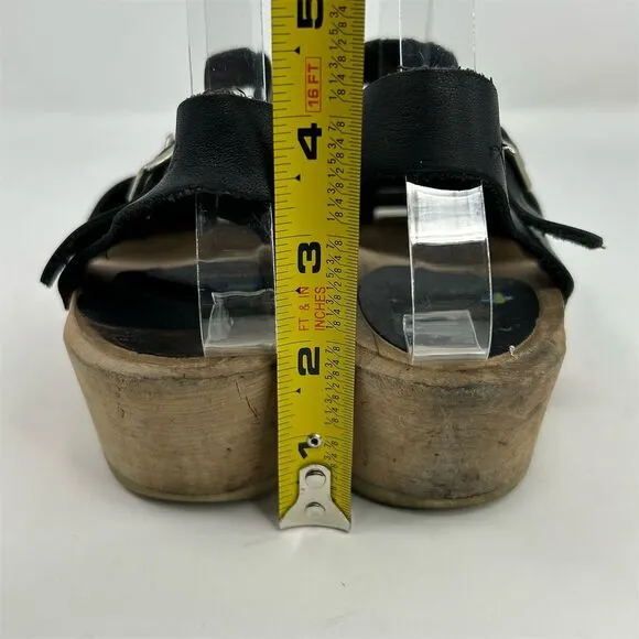 Lotta from Stockholm Black Leather Slingback Sandal Clogs Size 36 Casual Retro
