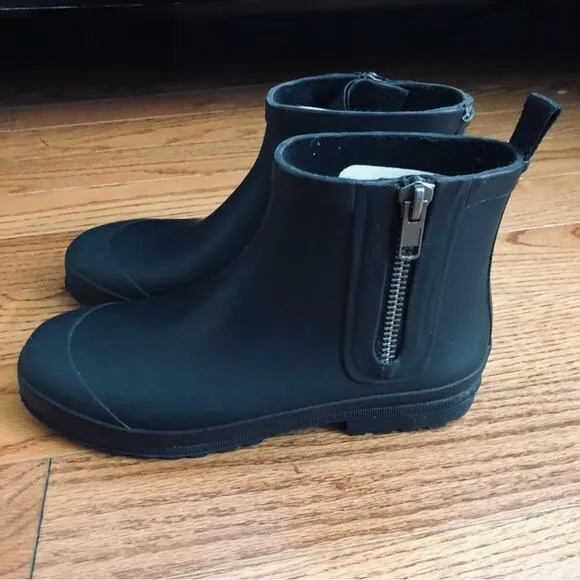 Madewell RARE The Zip-Up Lugsole Black Rain Boot Women’s Size 8 NWT