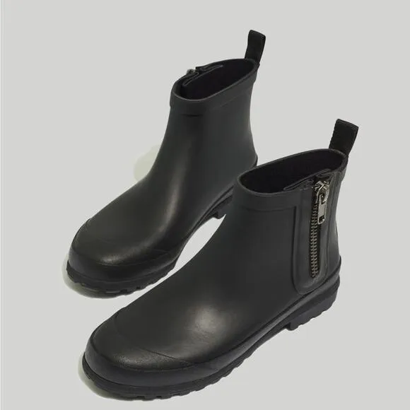 Madewell RARE The Zip-Up Lugsole Black Rain Boot Women’s Size 8 NWT