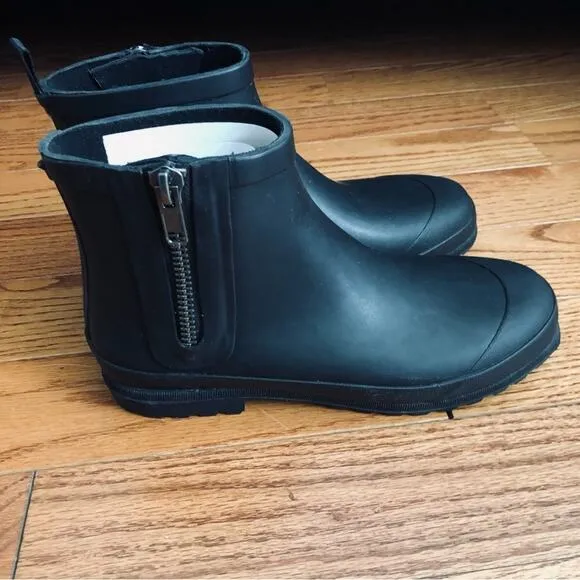 Madewell RARE The Zip-Up Lugsole Black Rain Boot Women’s Size 8 NWT