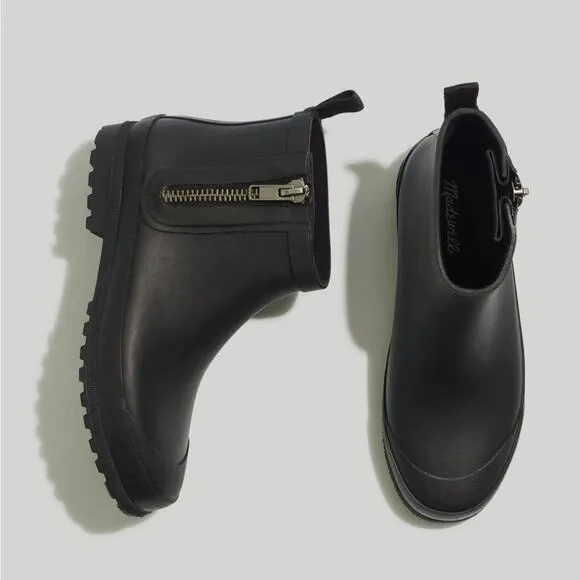 Madewell RARE The Zip-Up Lugsole Black Rain Boot Women’s Size 8 NWT