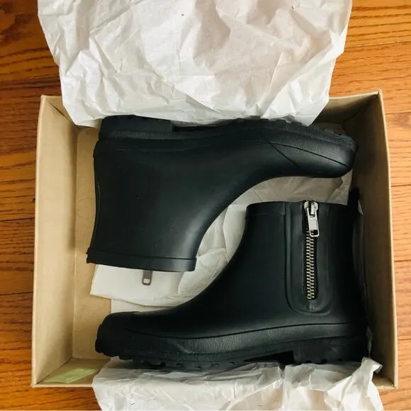 Madewell RARE The Zip-Up Lugsole Black Rain Boot Women’s Size 8 NWT