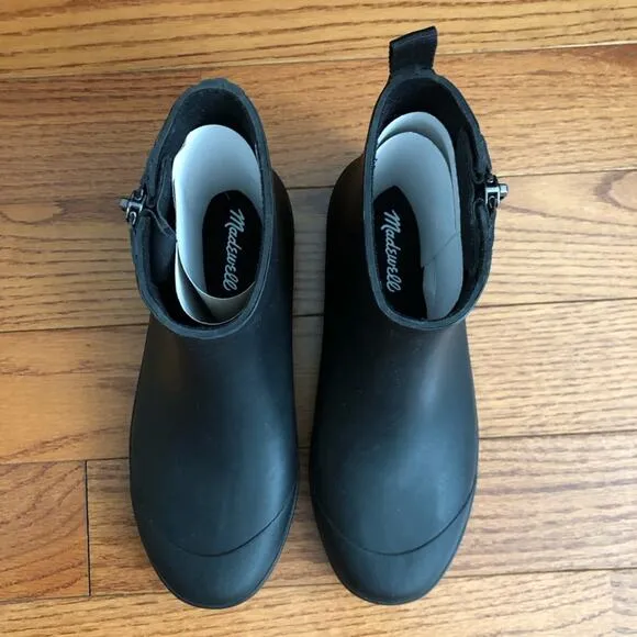 Madewell RARE The Zip-Up Lugsole Black Rain Boot Women’s Size 8 NWT