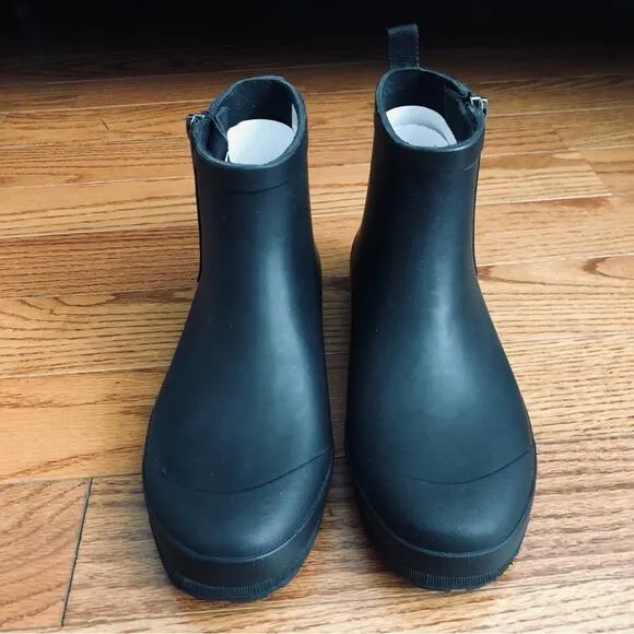 Madewell RARE The Zip-Up Lugsole Black Rain Boot Women’s Size 8 NWT