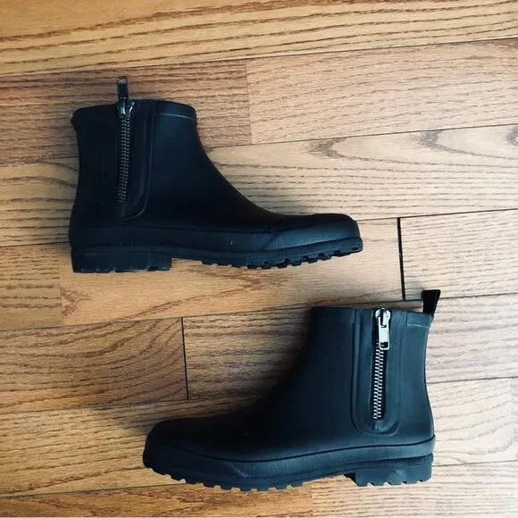 Madewell RARE The Zip-Up Lugsole Black Rain Boot Women’s Size 8 NWT