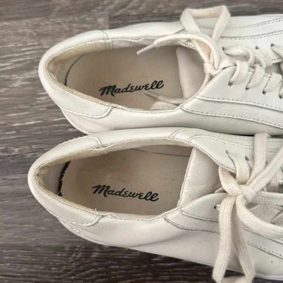 Madewell Sidewalk Low-Top Sneakers in Leather White Womens Size 6.5 Casual Shoes