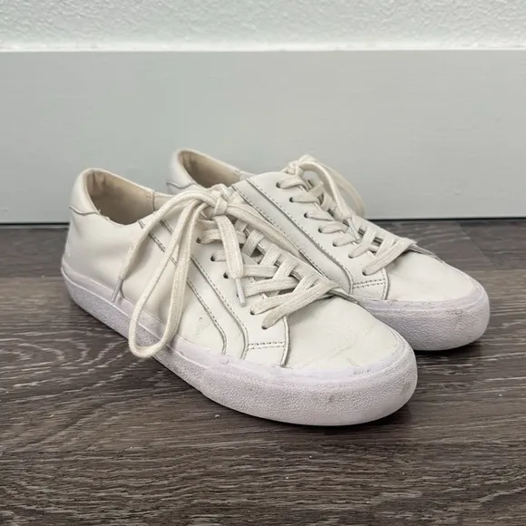 Madewell Sidewalk Low-Top Sneakers in Leather White Womens Size 6.5 Casual Shoes