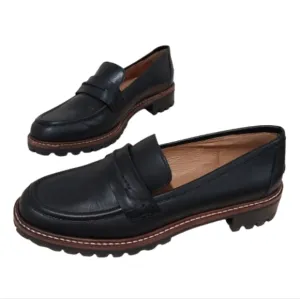 Madewell The Corinne Lugsole Loafers Shoes Size 6 Black Leather Classic Casual
