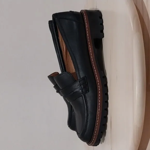 Madewell The Corinne Lugsole Loafers Shoes Size 6 Black Leather Classic Casual