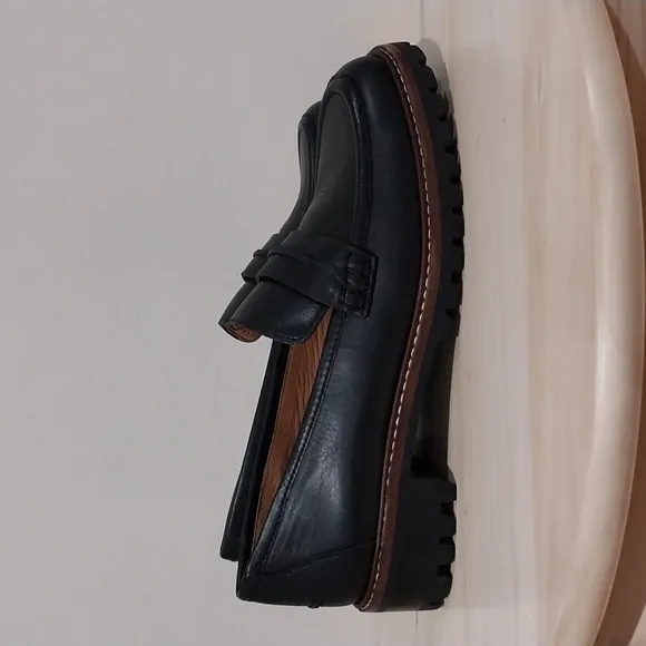 Madewell The Corinne Lugsole Loafers Shoes Size 6 Black Leather Classic Casual