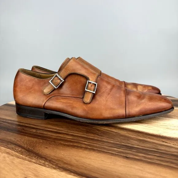 Magnanni Benetiez II Men's Size 14 M Double Monk Strap Brown Dress Shoes