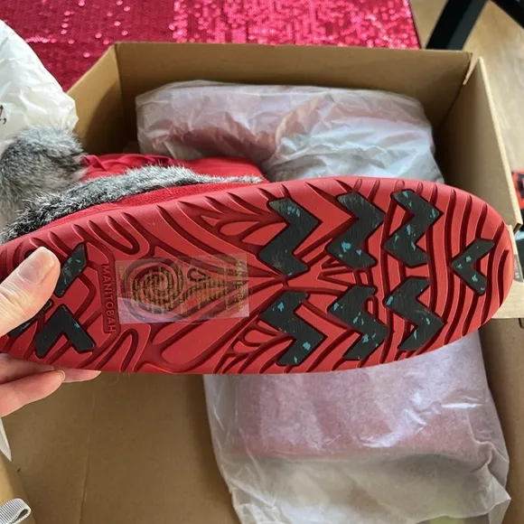 Manitobah Mukluk Rabbit Fur Snowy Owl’s Snow ❄️ and Rain Boots Red 6