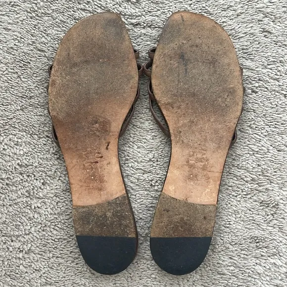 Manolo Blahnik Brown Leather Slide Sandals Size 38 US 8