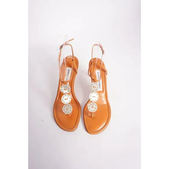 Manolo Blahnik Orange Shell Sandals