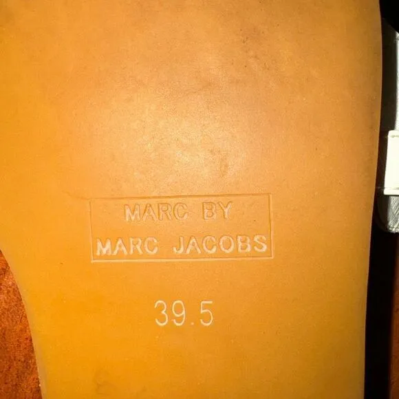 MARC JACOBS Turlock MJ logo off white leather T-sandals size 39.5  EUC