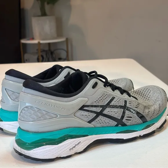Men’s ASICS Gel-Kayano Size 10 Gray &amp; Teal | Stability Running Shoes