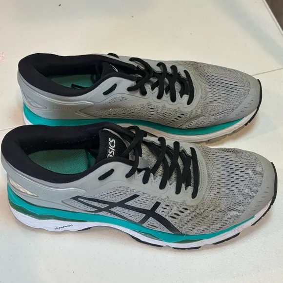 Men’s ASICS Gel-Kayano Size 10 Gray &amp; Teal | Stability Running Shoes