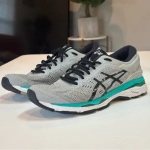Men’s ASICS Gel-Kayano Size 10 Gray &amp; Teal | Stability Running Shoes