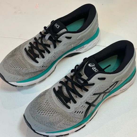 Men’s ASICS Gel-Kayano Size 10 Gray &amp; Teal | Stability Running Shoes