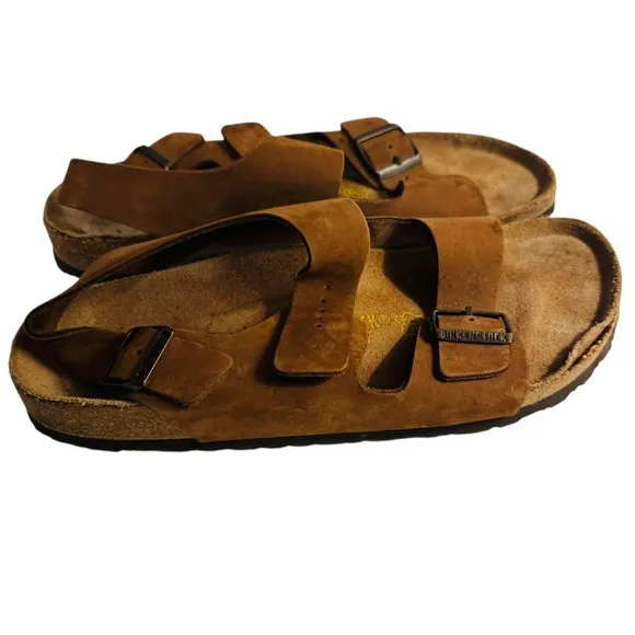 Mens Birkenstocks Milano Suede Leather Sandals Comfort‎ Slides Brown EU 44